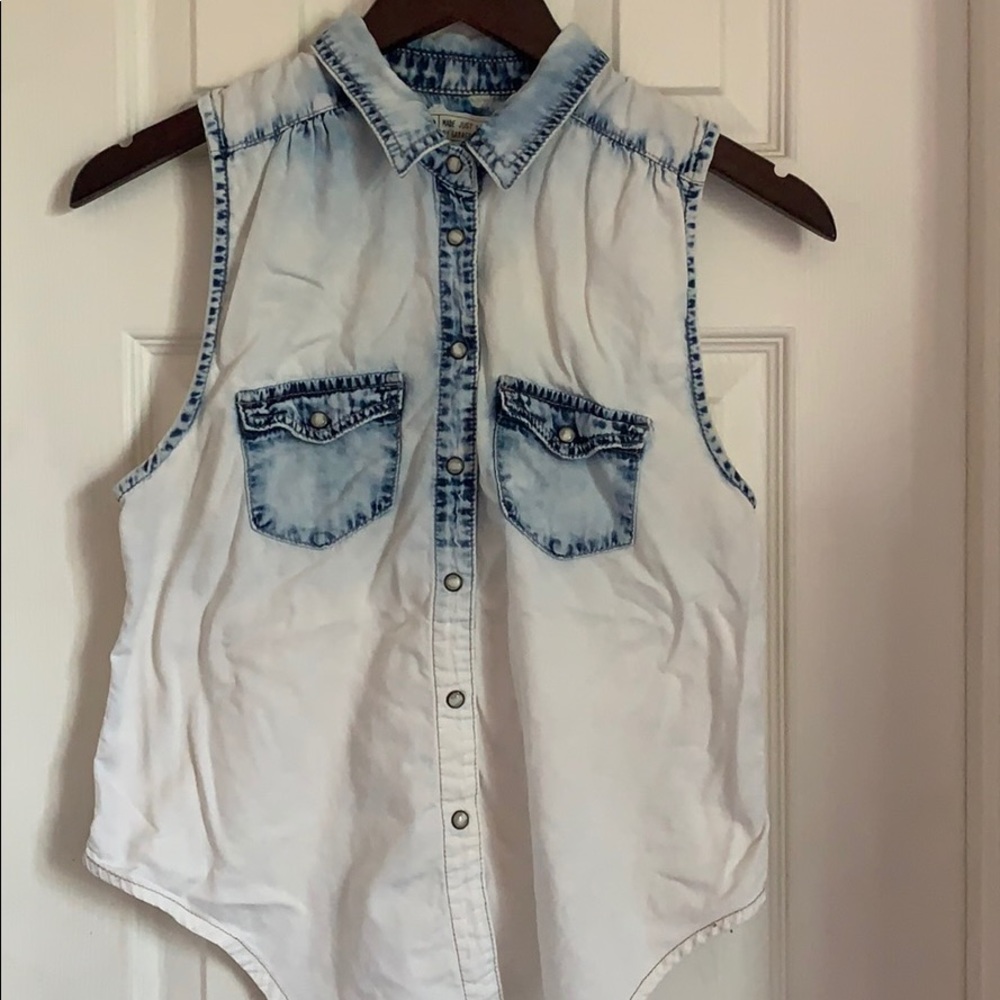 THE GARAGE- faded denim tied button up top